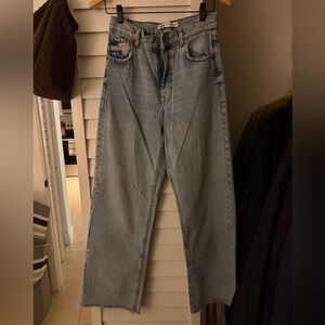 Zara Light Wash High Rise Wide Leg Jeans